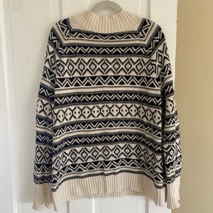 Chaps vintage XL cream and black fair isle knitted chunky cowl neck sweater